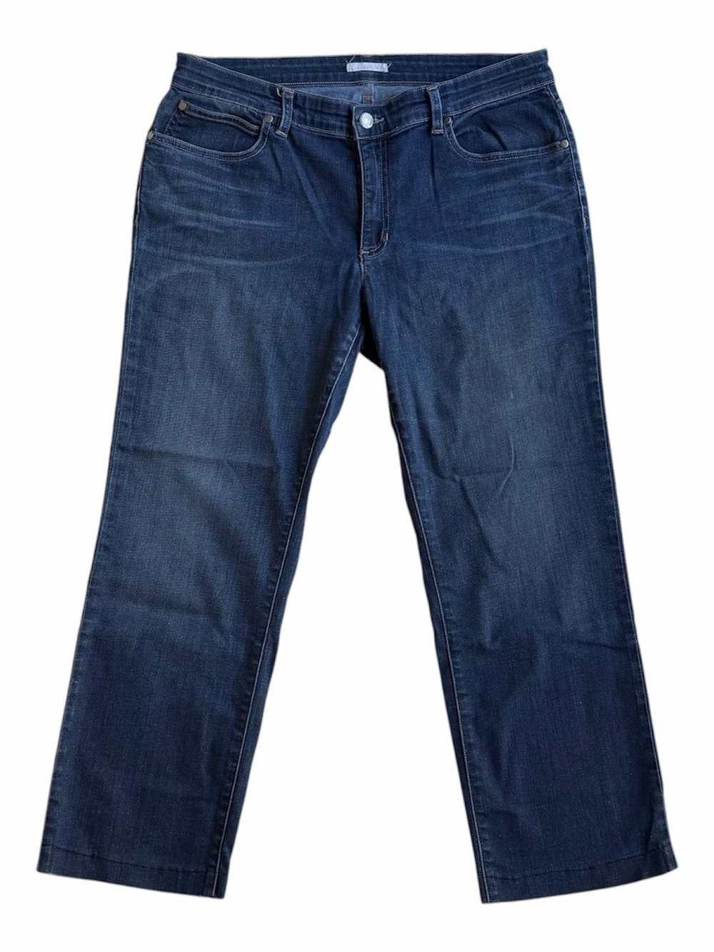 Eileen Fisher Organic Cotton Dark Wash Straight Leg Jeans Size 12